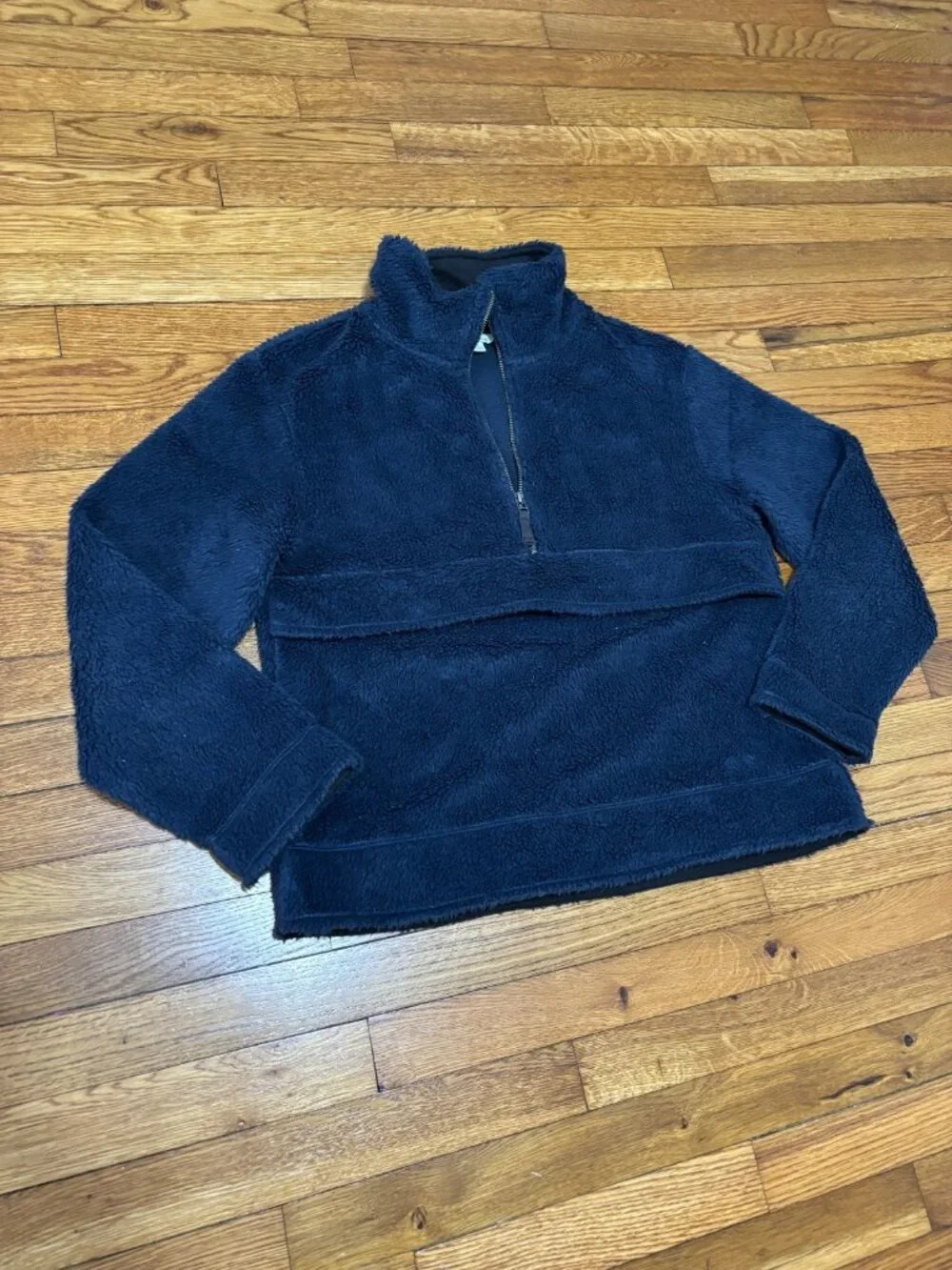 LL Bean Signature Sherpa Fleece Pullover Mock Neck Women's Size Medium Blue